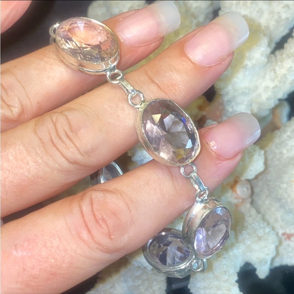Gorgeous Pink Kunzite Handcrafted 925 faceted gem bracelet